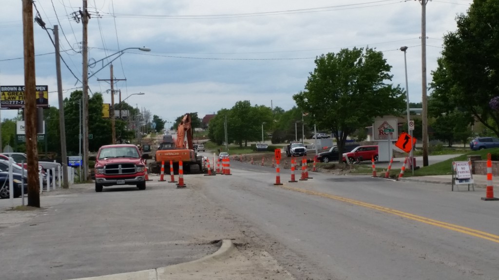 Construction continues along 135th Street in Martin City.