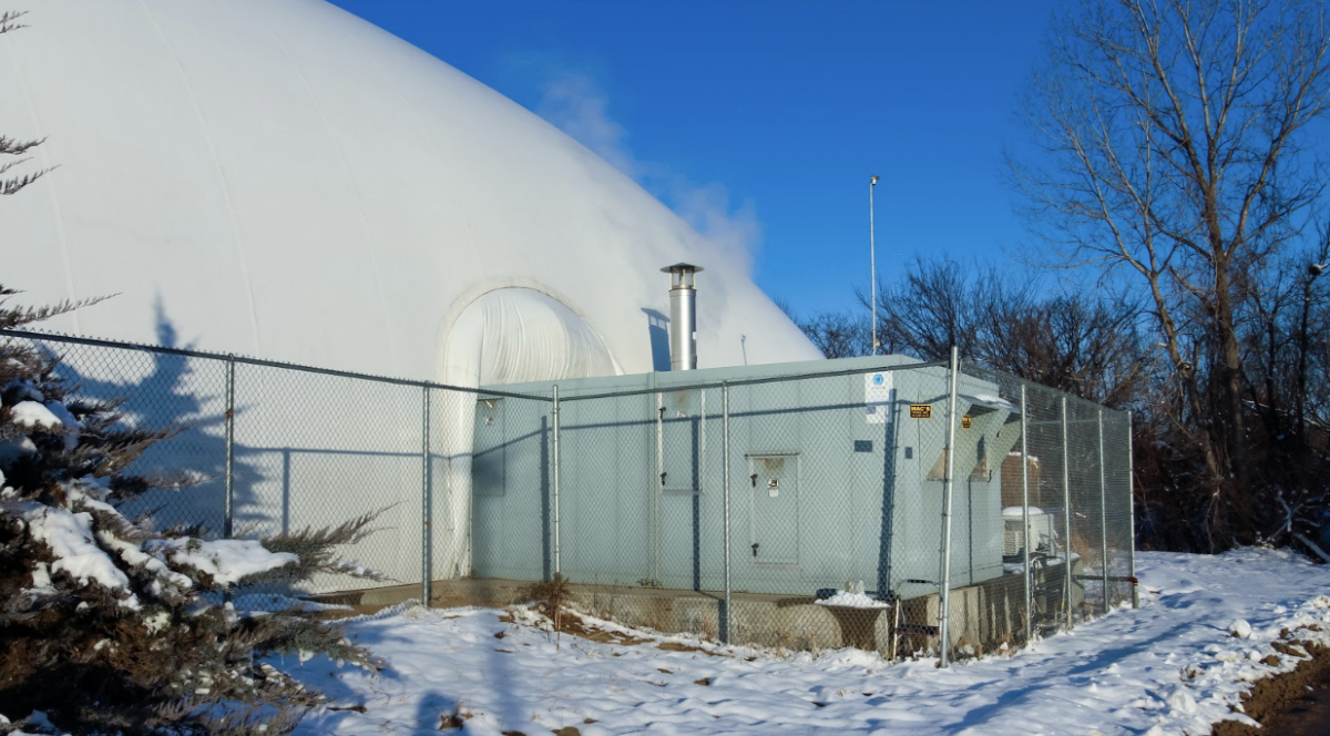 Natural gas heat machinery keeps the Volleyball Beach dome warm and cozy