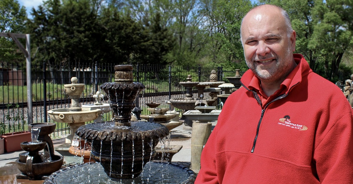 Scott Rutledge keeps his display fountains flowing for all to see in Martin City.