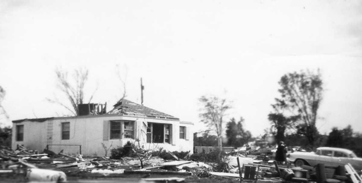 The Ruskin Heights tornado destroyed the parsonage next door, but it was still recognizable. 