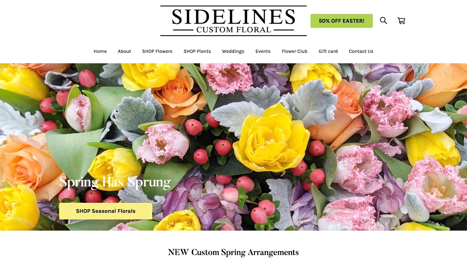 sidelines custom floral website