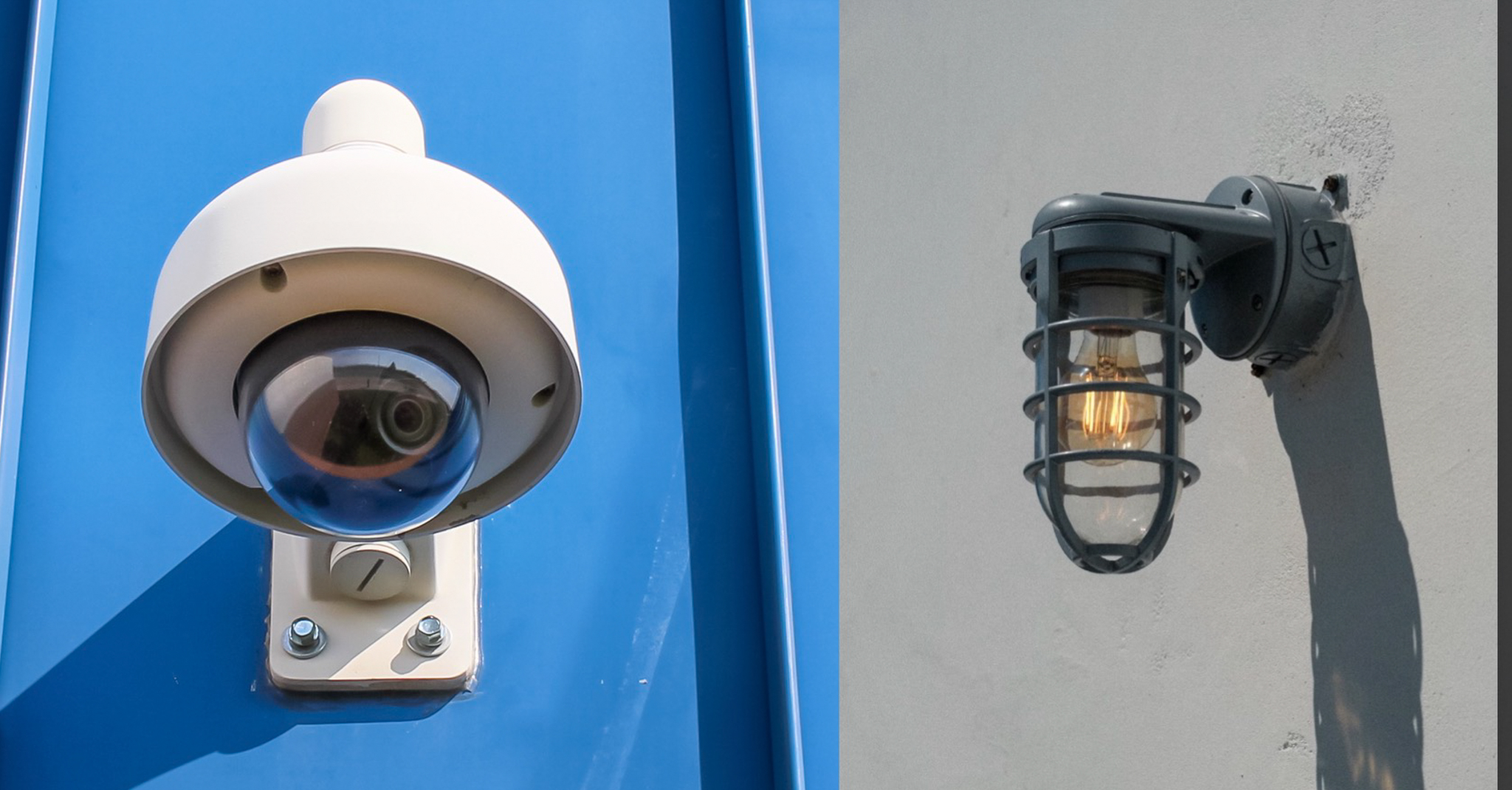 Images of security cameras and lights