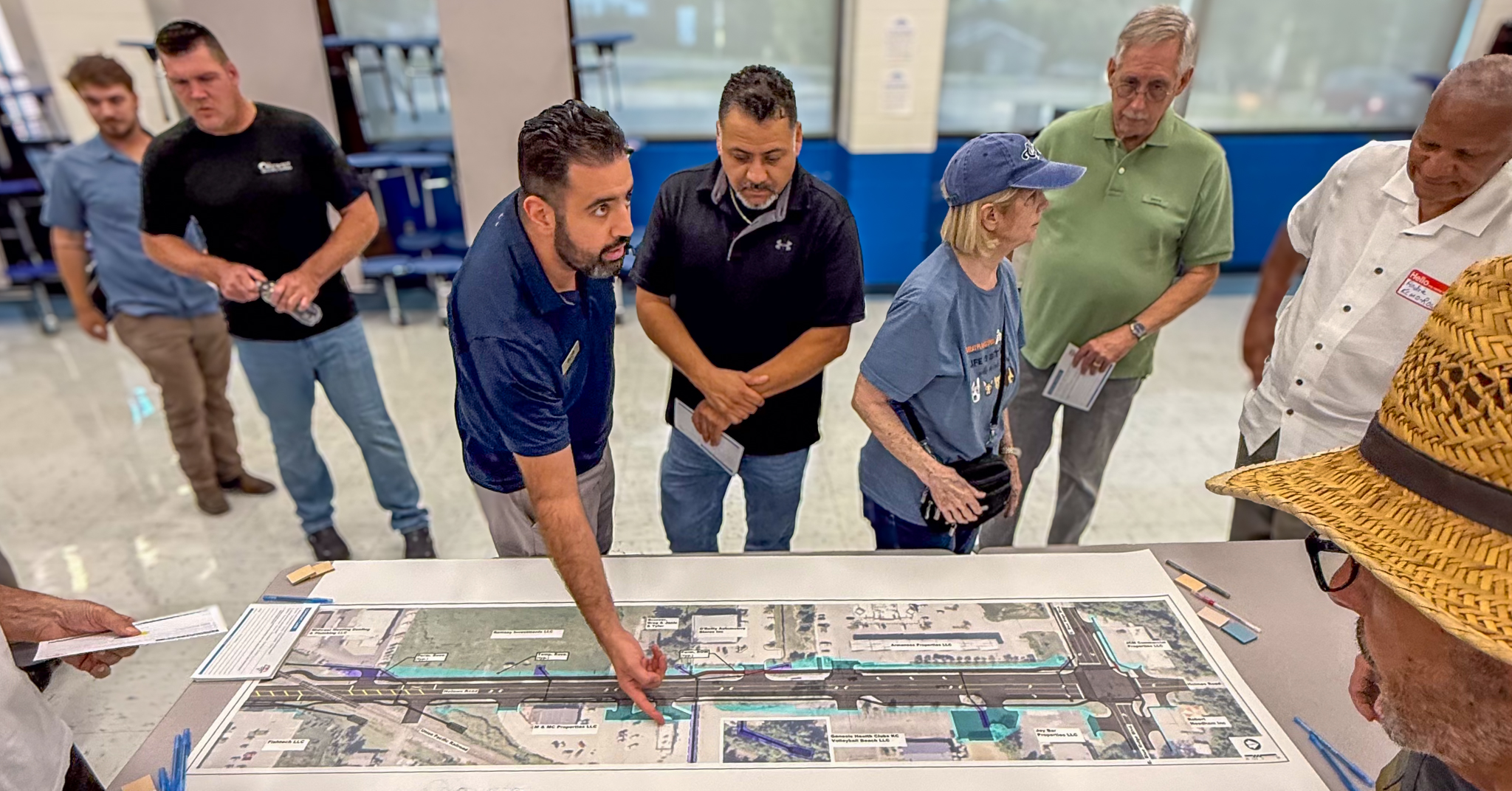 huddling over project plans