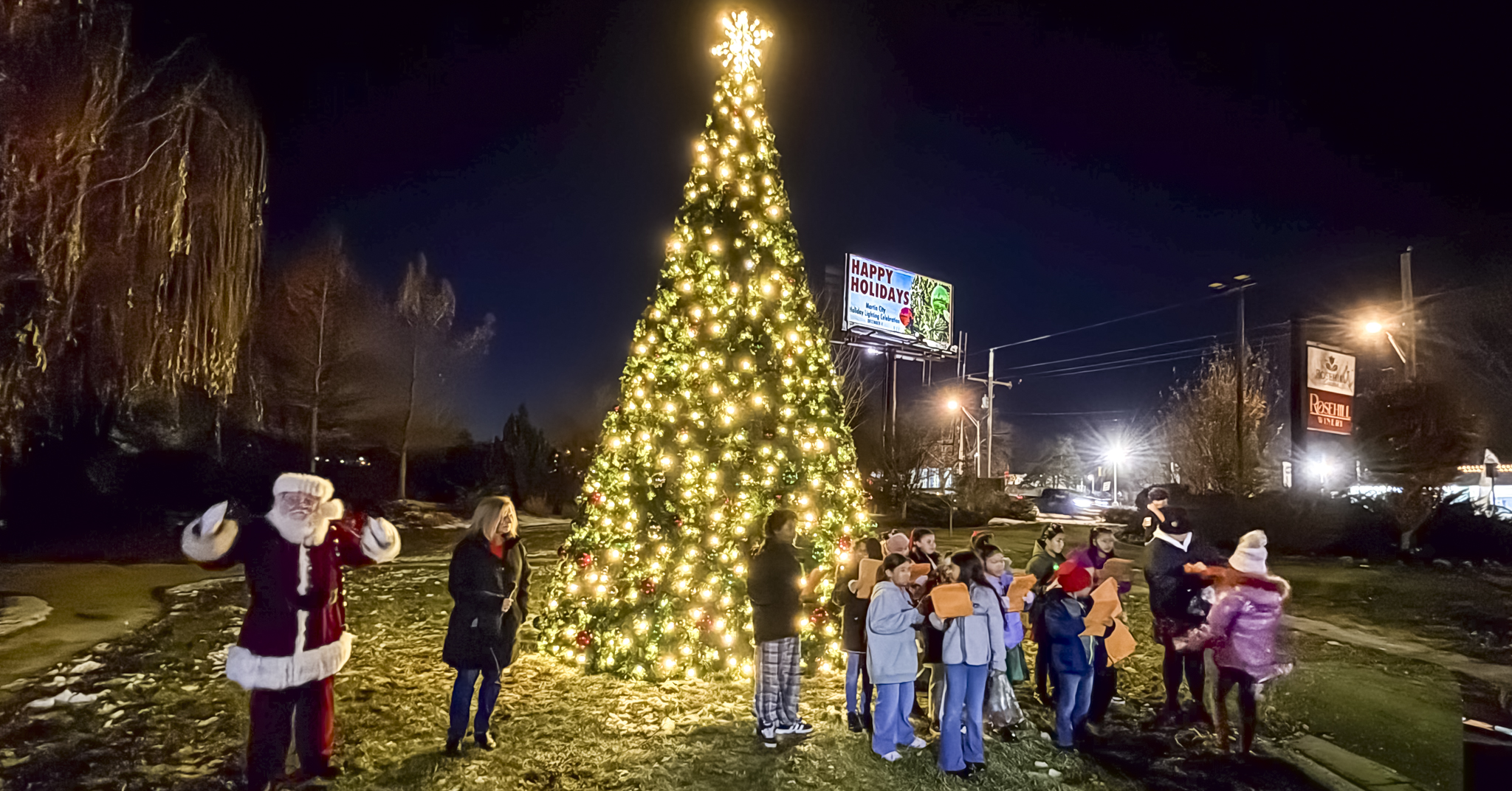 kids singing near tree