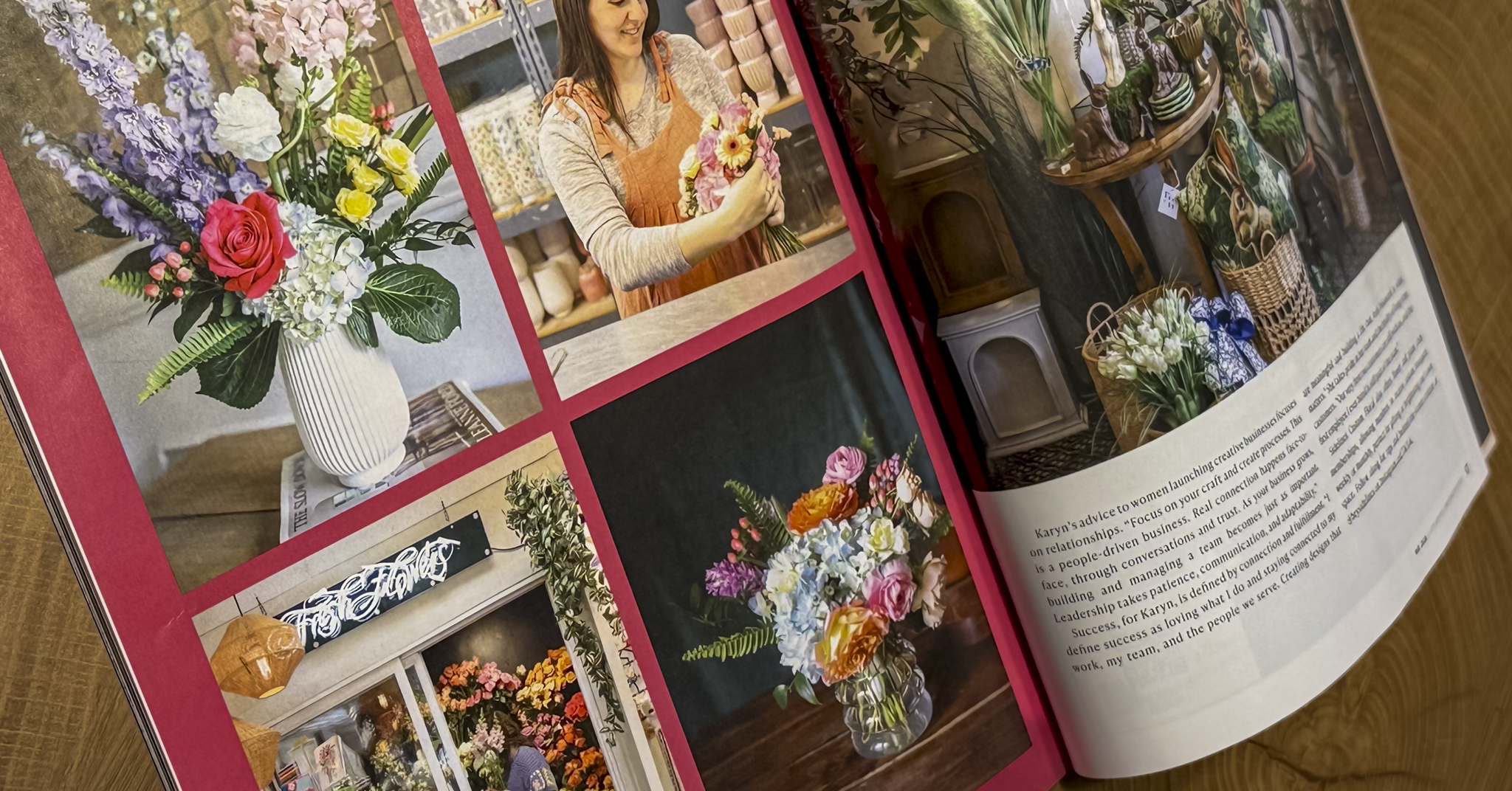two page magazine spread